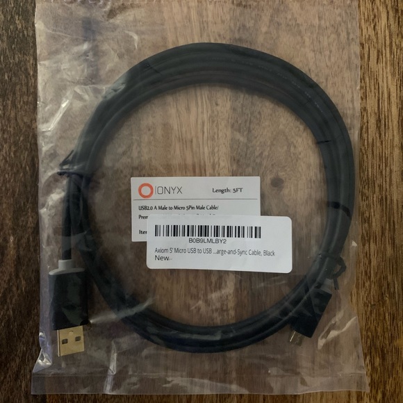 Axiom 5’ Micro USB to USB Charge-and-Sync Cable, Black - Picture 2 of 3